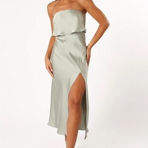 Petal & Pup Sage Strapless Vienna Midi Dress